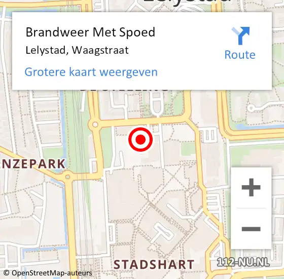 Locatie op kaart van de 112 melding: Brandweer Met Spoed Naar Lelystad, Waagstraat op 1 februari 2022 14:20