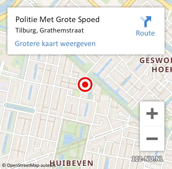 Locatie op kaart van de 112 melding: Politie Met Grote Spoed Naar Tilburg, Grathemstraat op 1 februari 2022 14:30