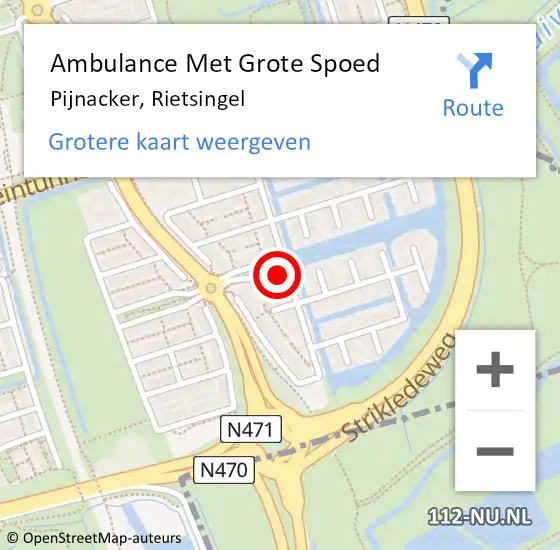 Locatie op kaart van de 112 melding: Ambulance Met Grote Spoed Naar Pijnacker, Rietsingel op 1 februari 2022 14:32