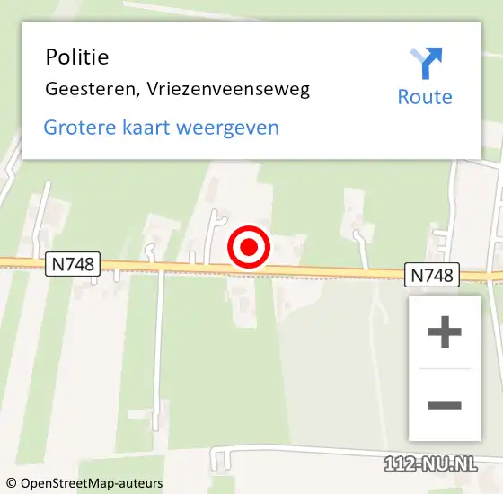 Locatie op kaart van de 112 melding: Politie Geesteren, Vriezenveenseweg op 1 februari 2022 14:35