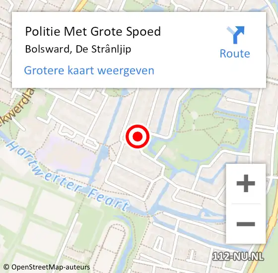 Locatie op kaart van de 112 melding: Politie Met Grote Spoed Naar Bolsward, De Strânljip op 1 februari 2022 14:35