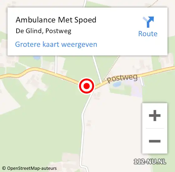 Locatie op kaart van de 112 melding: Ambulance Met Spoed Naar De Glind, Postweg op 1 februari 2022 14:37