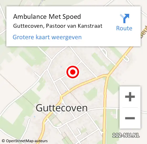 Locatie op kaart van de 112 melding: Ambulance Met Spoed Naar Guttecoven, Pastoor van Kanstraat op 7 juli 2014 06:16