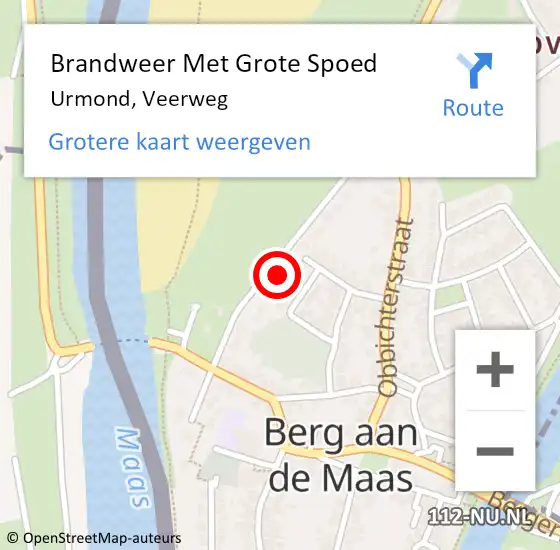 Locatie op kaart van de 112 melding: Brandweer Met Grote Spoed Naar Urmond, Veerweg op 1 februari 2022 14:43