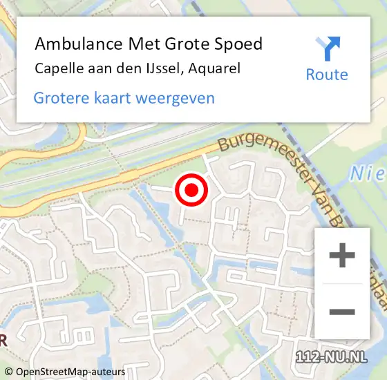 Locatie op kaart van de 112 melding: Ambulance Met Grote Spoed Naar Capelle aan den IJssel, Aquarel op 1 februari 2022 14:47