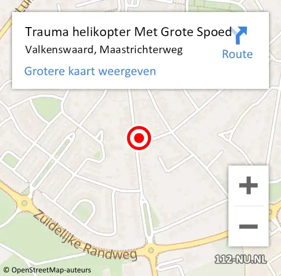 Locatie op kaart van de 112 melding: Trauma helikopter Met Grote Spoed Naar Valkenswaard, Maastrichterweg op 1 februari 2022 14:56
