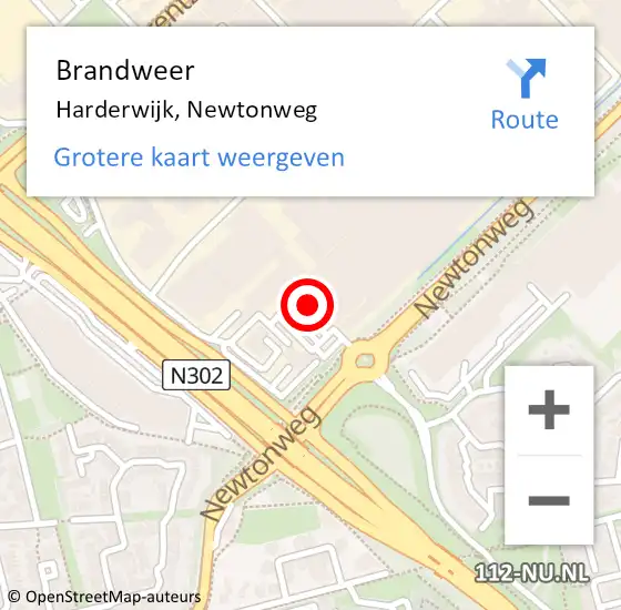 Locatie op kaart van de 112 melding: Brandweer Harderwijk, Newtonweg op 1 februari 2022 15:24