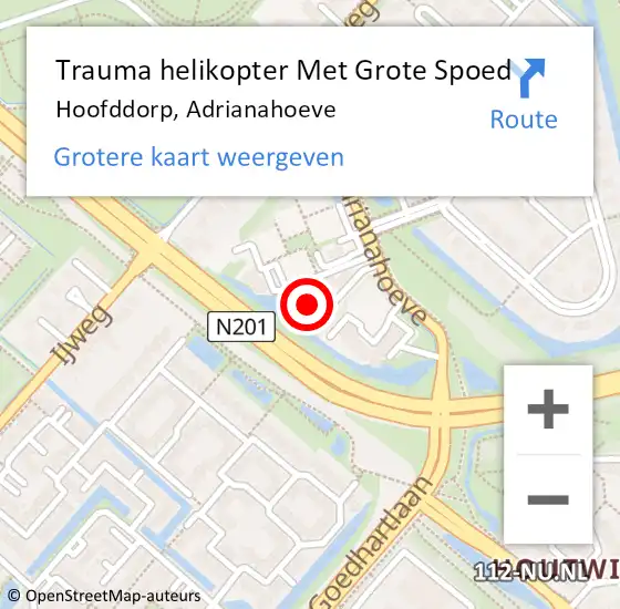 Locatie op kaart van de 112 melding: Trauma helikopter Met Grote Spoed Naar Hoofddorp, Adrianahoeve op 1 februari 2022 15:48