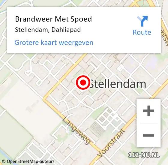 Locatie op kaart van de 112 melding: Brandweer Met Spoed Naar Stellendam, Dahliapad op 1 februari 2022 16:07