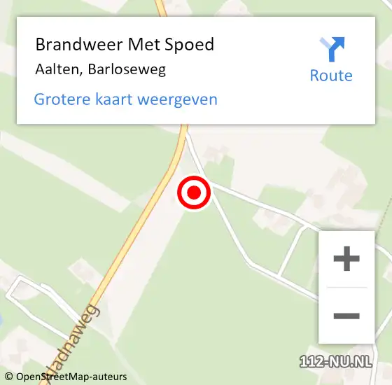 Locatie op kaart van de 112 melding: Brandweer Met Spoed Naar Aalten, Barloseweg op 1 februari 2022 16:11