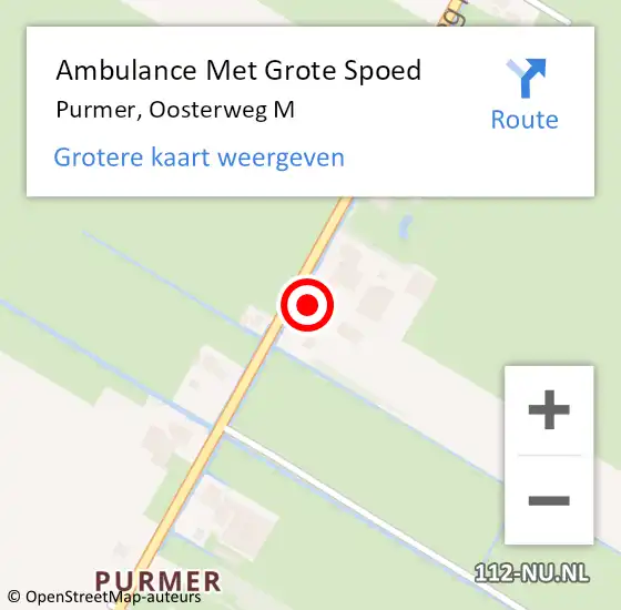 Locatie op kaart van de 112 melding: Ambulance Met Grote Spoed Naar Purmer, Oosterweg M op 7 juli 2014 06:47