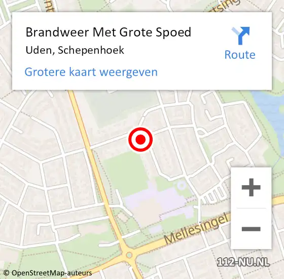 Locatie op kaart van de 112 melding: Brandweer Met Grote Spoed Naar Uden, Schepenhoek op 1 februari 2022 16:12