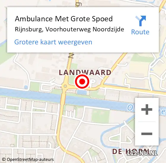 Locatie op kaart van de 112 melding: Ambulance Met Grote Spoed Naar Rijnsburg, Voorhouterweg Noordzijde op 1 februari 2022 16:15