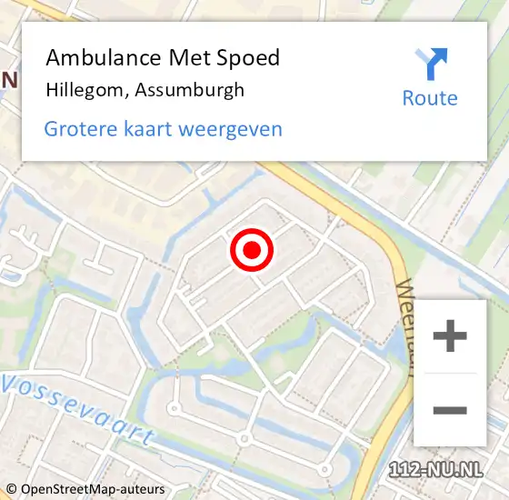 Locatie op kaart van de 112 melding: Ambulance Met Spoed Naar Hillegom, Assumburgh op 1 februari 2022 16:30