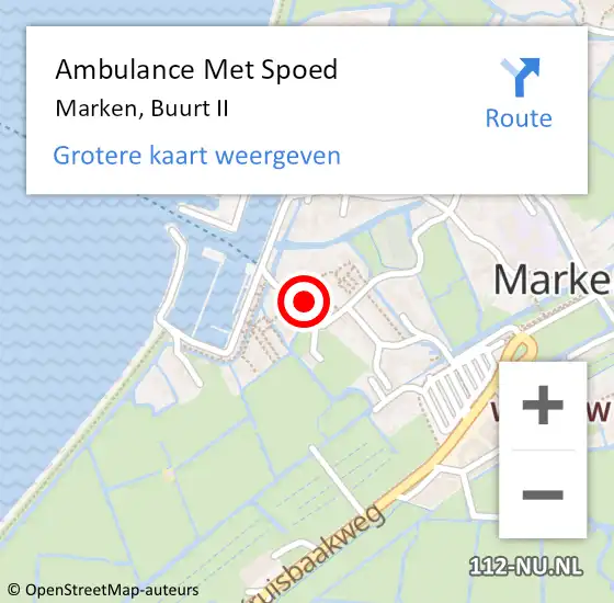 Locatie op kaart van de 112 melding: Ambulance Met Spoed Naar Marken, Buurt II op 1 februari 2022 16:35