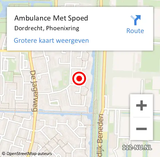 Locatie op kaart van de 112 melding: Ambulance Met Spoed Naar Dordrecht, Phoenixring op 1 februari 2022 16:37