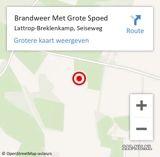 Locatie op kaart van de 112 melding: Brandweer Met Grote Spoed Naar Lattrop-Breklenkamp, Seiseweg op 1 februari 2022 16:53