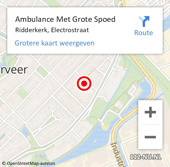 Locatie op kaart van de 112 melding: Ambulance Met Grote Spoed Naar Ridderkerk, Electrostraat op 1 februari 2022 16:59