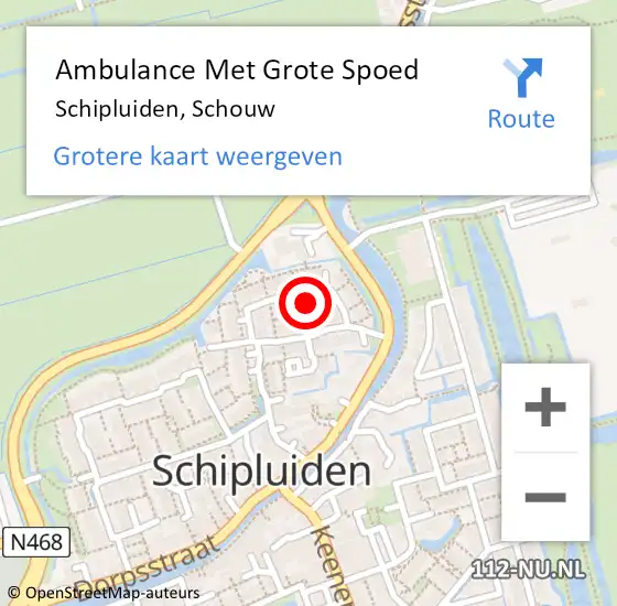 Locatie op kaart van de 112 melding: Ambulance Met Grote Spoed Naar Schipluiden, Schouw op 1 februari 2022 17:18