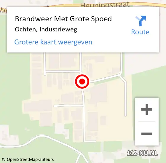 Locatie op kaart van de 112 melding: Brandweer Met Grote Spoed Naar Ochten, Industrieweg op 1 februari 2022 17:45