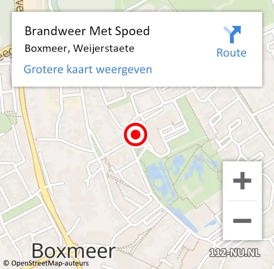 Locatie op kaart van de 112 melding: Brandweer Met Spoed Naar Boxmeer, Weijerstaete op 1 februari 2022 17:49