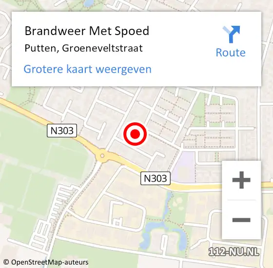 Locatie op kaart van de 112 melding: Brandweer Met Spoed Naar Putten, Groeneveltstraat op 1 februari 2022 17:54