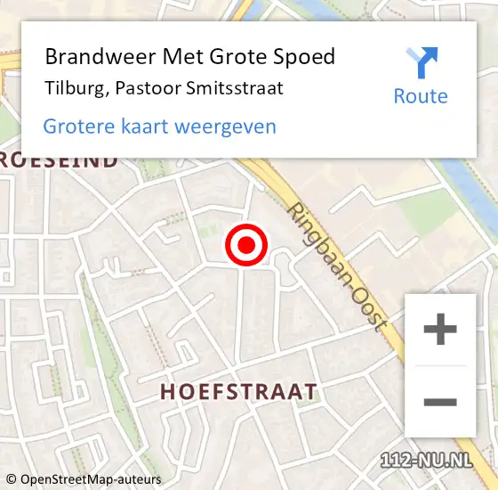 Locatie op kaart van de 112 melding: Brandweer Met Grote Spoed Naar Tilburg, Pastoor Smitsstraat op 1 februari 2022 17:54