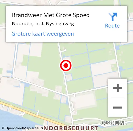 Locatie op kaart van de 112 melding: Brandweer Met Grote Spoed Naar Noorden, Ir. J. Nysinghweg op 1 februari 2022 18:00