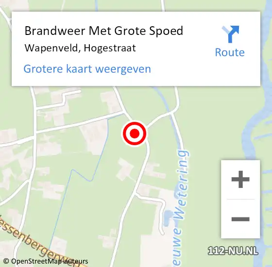 Locatie op kaart van de 112 melding: Brandweer Met Grote Spoed Naar Wapenveld, Hogestraat op 1 februari 2022 18:08