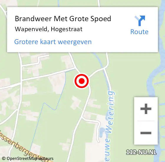 Locatie op kaart van de 112 melding: Brandweer Met Grote Spoed Naar Wapenveld, Hogestraat op 1 februari 2022 18:13
