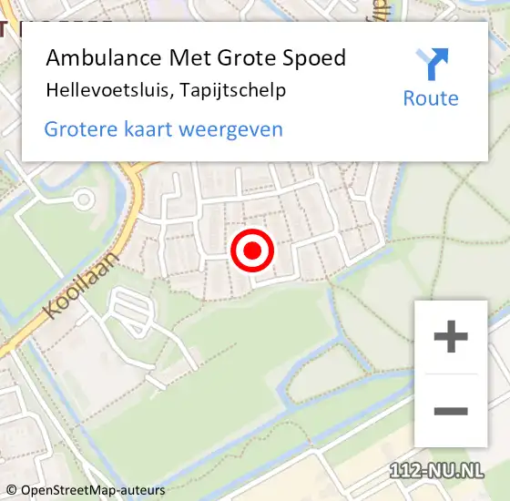 Locatie op kaart van de 112 melding: Ambulance Met Grote Spoed Naar Hellevoetsluis, Tapijtschelp op 1 februari 2022 18:26