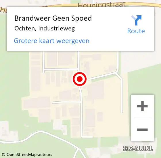 Locatie op kaart van de 112 melding: Brandweer Geen Spoed Naar Ochten, Industrieweg op 1 februari 2022 18:39