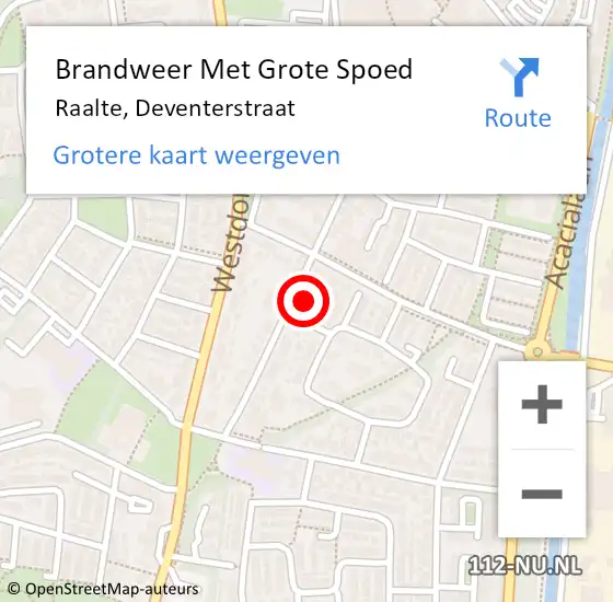 Locatie op kaart van de 112 melding: Brandweer Met Grote Spoed Naar Raalte, Deventerstraat op 1 februari 2022 18:39