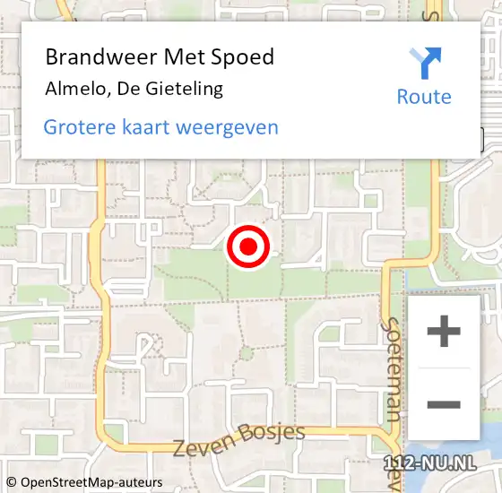 Locatie op kaart van de 112 melding: Brandweer Met Spoed Naar Almelo, De Gieteling op 1 februari 2022 19:29