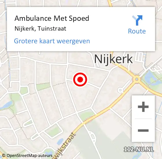Locatie op kaart van de 112 melding: Ambulance Met Spoed Naar Nijkerk, Tuinstraat op 1 februari 2022 20:22