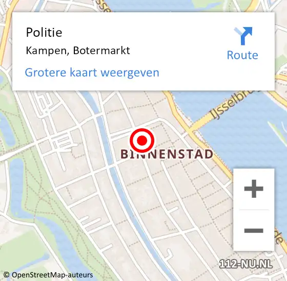 Locatie op kaart van de 112 melding: Politie Kampen, Botermarkt op 1 februari 2022 20:32