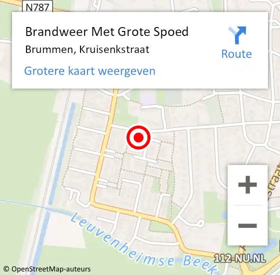 Locatie op kaart van de 112 melding: Brandweer Met Grote Spoed Naar Brummen, Kruisenkstraat op 1 februari 2022 20:38