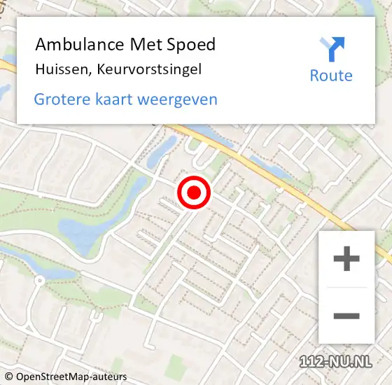 Locatie op kaart van de 112 melding: Ambulance Met Spoed Naar Huissen, Keurvorstsingel op 1 februari 2022 20:50