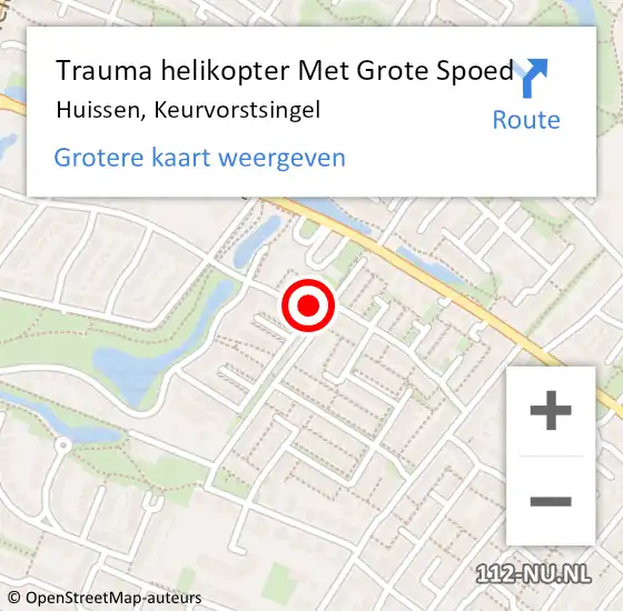 Locatie op kaart van de 112 melding: Trauma helikopter Met Grote Spoed Naar Huissen, Keurvorstsingel op 1 februari 2022 20:55