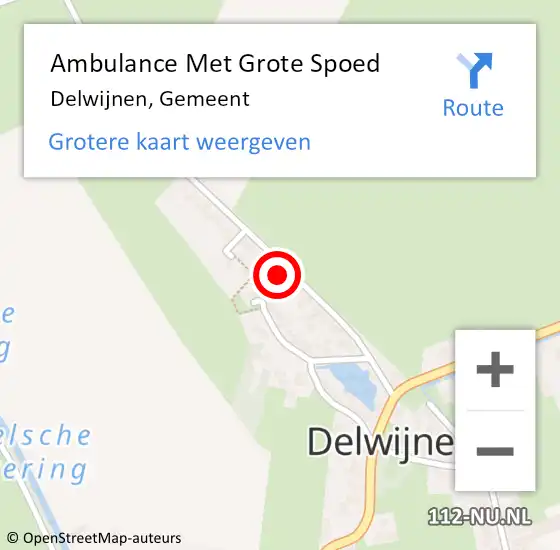 Locatie op kaart van de 112 melding: Ambulance Met Grote Spoed Naar Delwijnen, Gemeent op 1 februari 2022 21:17
