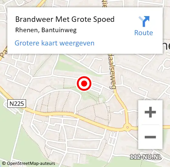 Locatie op kaart van de 112 melding: Brandweer Met Grote Spoed Naar Rhenen, Bantuinweg op 1 februari 2022 21:43