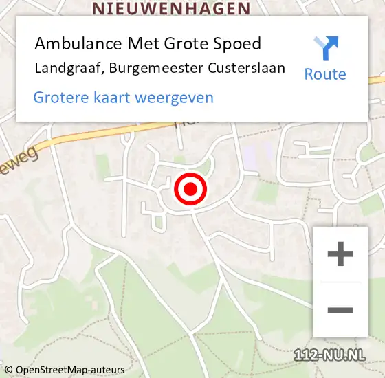 Locatie op kaart van de 112 melding: Ambulance Met Grote Spoed Naar Landgraaf, Burgemeester Custerslaan op 7 oktober 2013 14:23