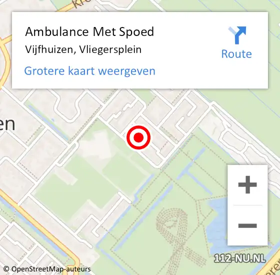 Locatie op kaart van de 112 melding: Ambulance Met Spoed Naar Vijfhuizen, Vliegersplein op 1 februari 2022 22:06