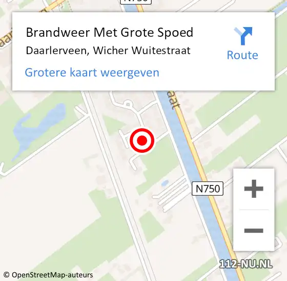 Locatie op kaart van de 112 melding: Brandweer Met Grote Spoed Naar Daarlerveen, Wicher Wuitestraat op 1 februari 2022 22:12