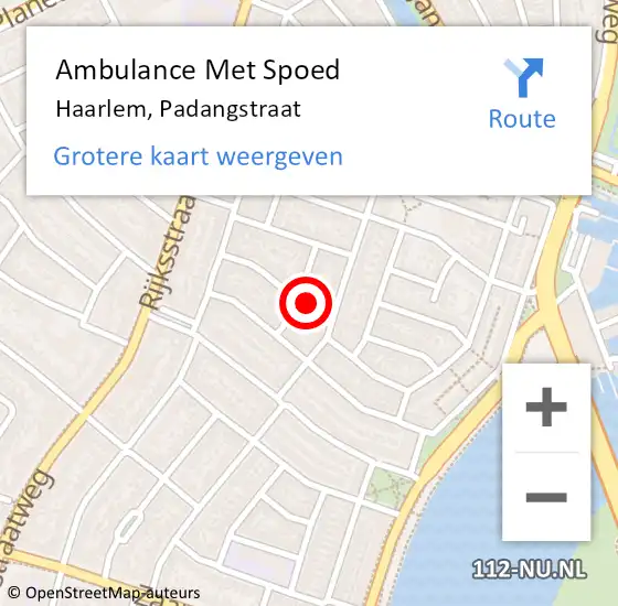 Locatie op kaart van de 112 melding: Ambulance Met Spoed Naar Haarlem, Padangstraat op 1 februari 2022 22:13