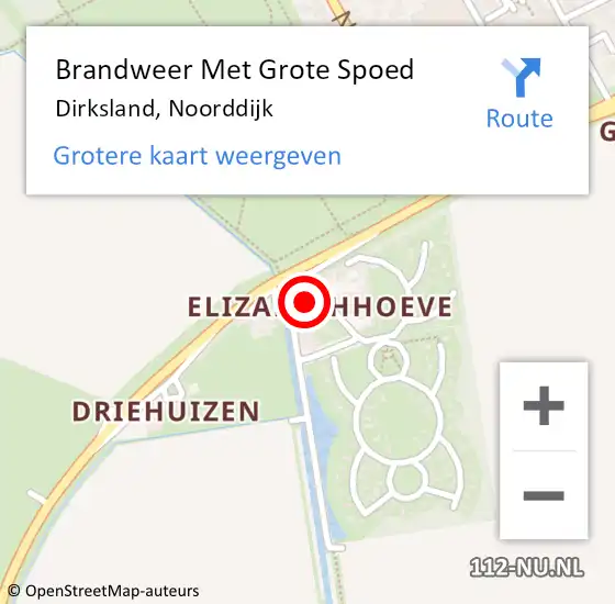 Locatie op kaart van de 112 melding: Brandweer Met Grote Spoed Naar Dirksland, Noorddijk op 1 februari 2022 22:32