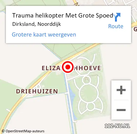 Locatie op kaart van de 112 melding: Trauma helikopter Met Grote Spoed Naar Dirksland, Noorddijk op 1 februari 2022 22:34