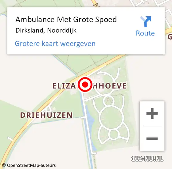 Locatie op kaart van de 112 melding: Ambulance Met Grote Spoed Naar Dirksland, Noorddijk op 1 februari 2022 22:35