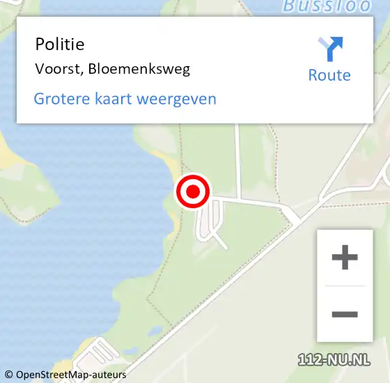 Locatie op kaart van de 112 melding: Politie Voorst, Bloemenksweg op 1 februari 2022 22:43