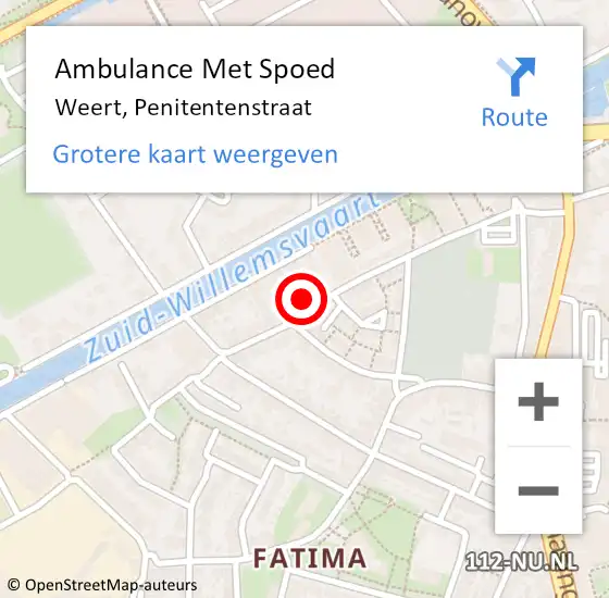 Locatie op kaart van de 112 melding: Ambulance Met Spoed Naar Weert, Penitentenstraat op 1 februari 2022 23:31